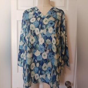 Floral Blue Women's Top XXL